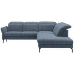 ECKSOFA in Flachgewebe Blau  - Blau/Schwarz, Design, Textil/Metall (299-313/233cm) - Dieter Knoll