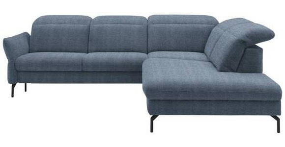 ECKSOFA in Flachgewebe Blau 299-313/233 cm - Blau/Schwarz, Design, Textil/Metall (299-313/233cm) - Dieter Knoll