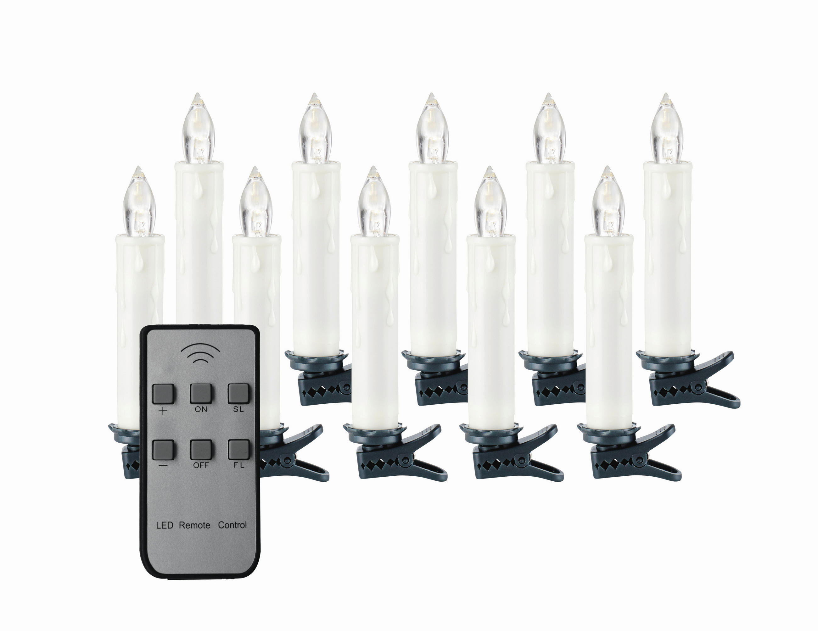 LED-KERZENSET  - Dunkelgrün/Transparent, KONVENTIONELL, Kunststoff/Metall (1,5cm) - X-Mas