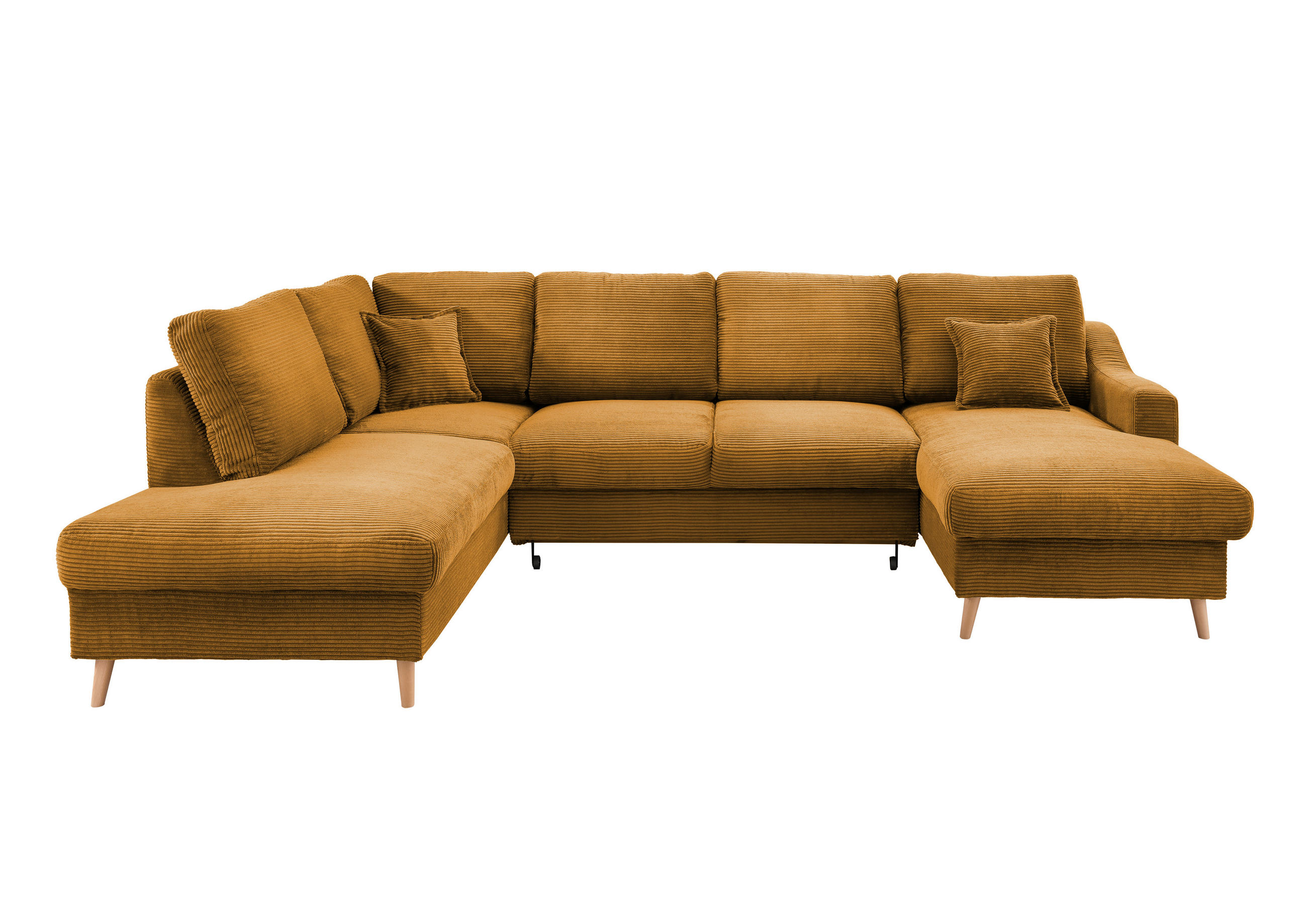 WOHNLANDSCHAFT in Cord Goldfarben - Goldfarben/Naturfarben, Konventionell, Holz/Textil (200/301/150cm) - P & B