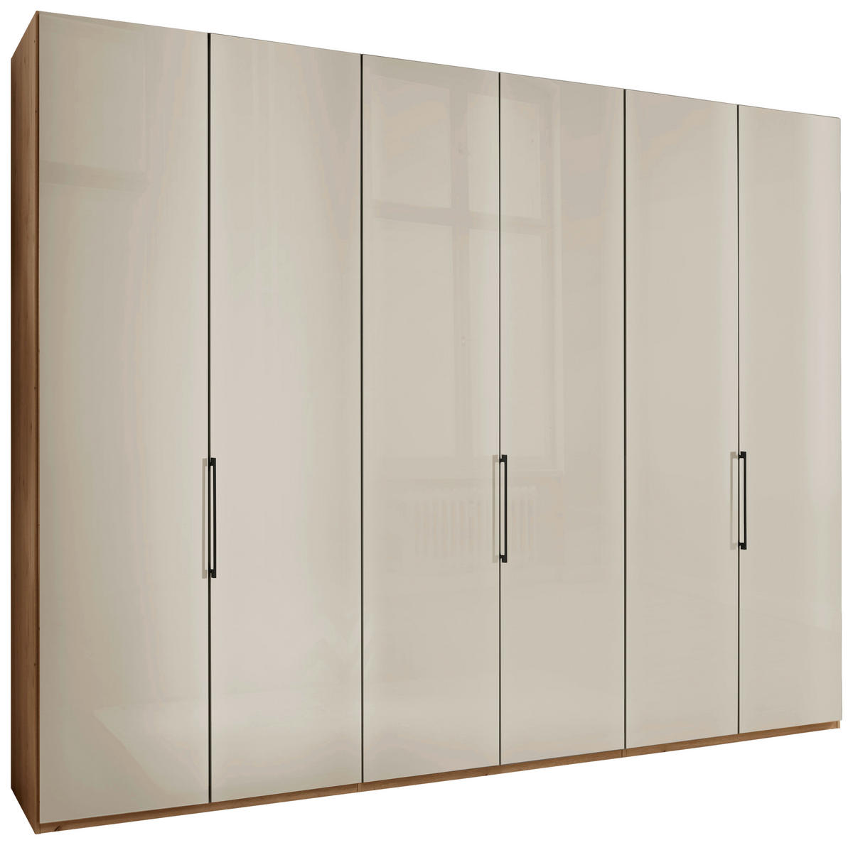 DREHTÜRENSCHRANK in Champagner, Eiche Bianco  - Schieferfarben/Eiche Bianco, Konventionell, Glas/Holzwerkstoff (300/236/58cm) - Dieter Knoll
