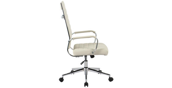 DREHSTUHL Chromfarben, Beige  - Chromfarben/Beige, KONVENTIONELL, Leder/Kunststoff (63,5/103/112.5/55,5cm) - Venda