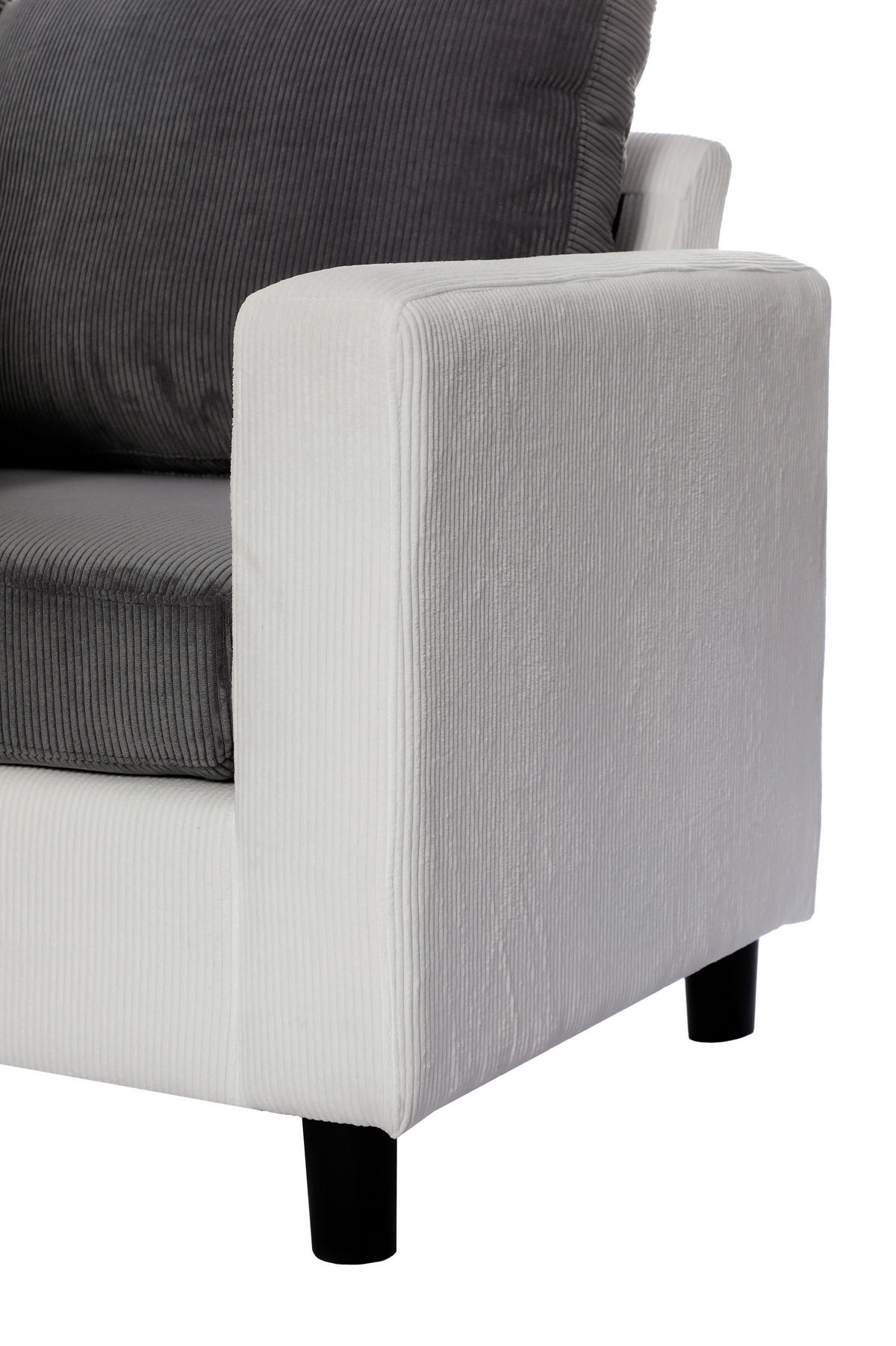 ECKSOFA Dunkelgrau Cord  - Dunkelgrau/Schwarz, Design, Kunststoff/Textil (198/135cm) - P & B