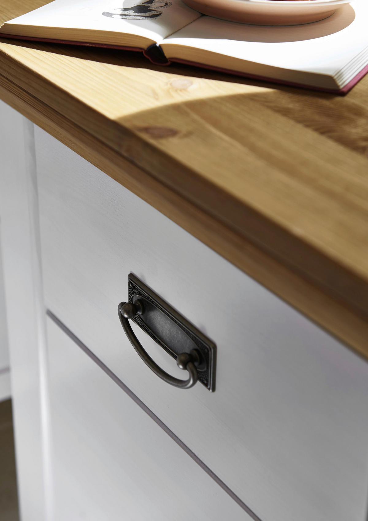 KOMMODE  in 105,7/90,3/50 cm  - Laugenfarbig/Silberfarben, ROMANTIK / LANDHAUS, Holz/Metall (105,7/90,3/50cm) - Boxxx