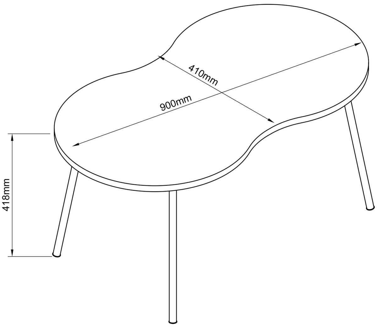 COUCHTISCH 90/41/42 cm formgebogen Schwarz  - Schwarz, Design, Holzwerkstoff (90/41/42cm) - MID.YOU
