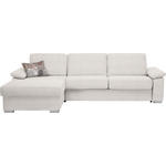 ECKSOFA in Flachgewebe Creme  - Chromfarben/Creme, KONVENTIONELL, Textil/Metall (176/285cm) - Novel