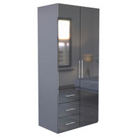 KLEIDERSCHRANK 98/219/59 cm,  in Anthrazit, Anthrazit Hochglanz, 2 Tür(en)  - Anthrazit/Anthrazit Hochglanz, KONVENTIONELL, Holzwerkstoff/Metall (98/219/59cm) - Carryhome