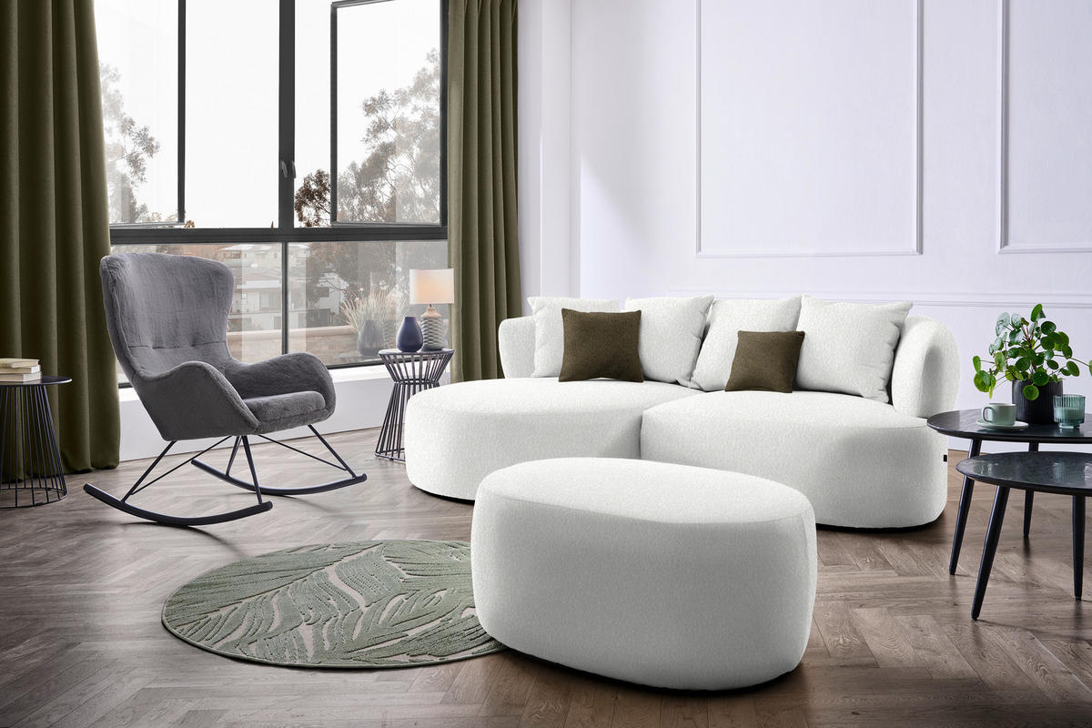 ECKSOFA in Bouclé Sandfarben  166/235 cm  - Sandfarben/Schwarz, MODERN, Kunststoff/Textil (166/235cm) - Hom`in