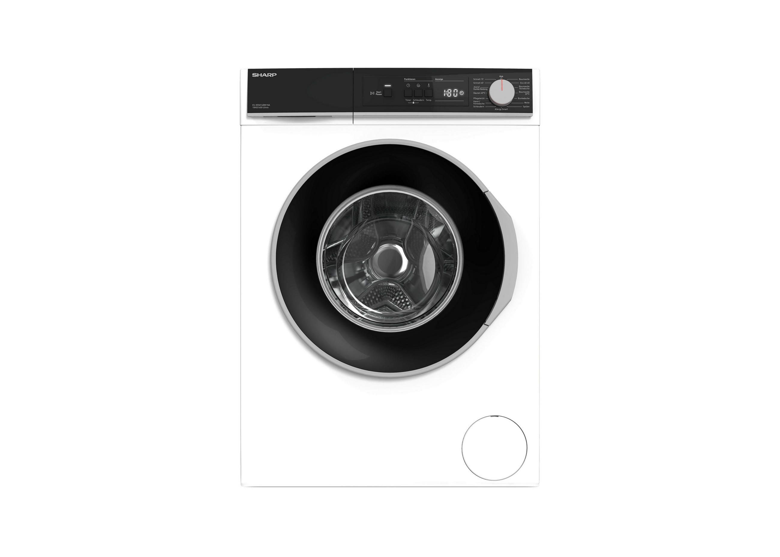 WASCHMASCHINE ES-NFA014BW1NA-DE  - Weiß, Basics, Glas/Kunststoff (59.7/84.5/58,2cm) - Sharp