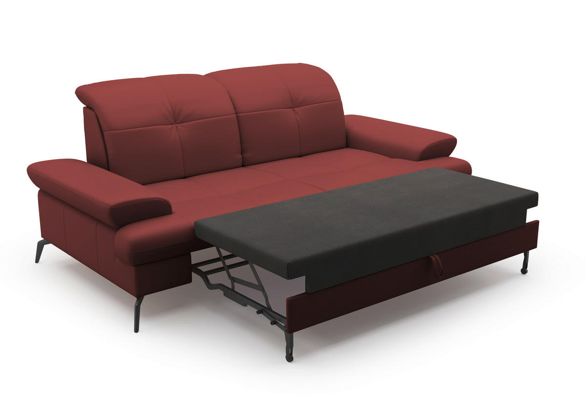 2,5-SITZER in Vliesstoff Kombination Echtleder/Stoff Rotbraun  - Rotbraun/Schwarz, Konventionell, Leder/Textil (202/90/122cm) - Sit & More