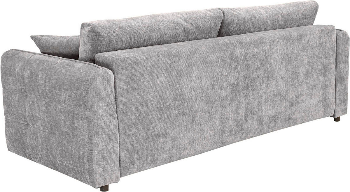 BOXSPRINGSOFA Chenille Grau  inkl. Zierkissen, Rückenkissen, Bettkasten, Schlaffunktion  - Schwarz/Grau, KONVENTIONELL, Kunststoff/Textil (235/94/103cm) - Novel