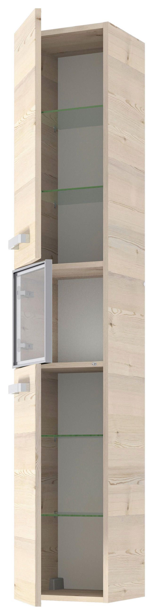 HOCHSCHRANK 30/172/30,9 cm  - Chromfarben/Eichefarben, KONVENTIONELL, Glas/Holzwerkstoff (30/172/30,9cm) - Sadena