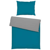 WENDEBETTWÄSCHE Uni Satin Satin 140/200 cm  - Blau/Grau, Basics, Textil (140/200cm) - Novel