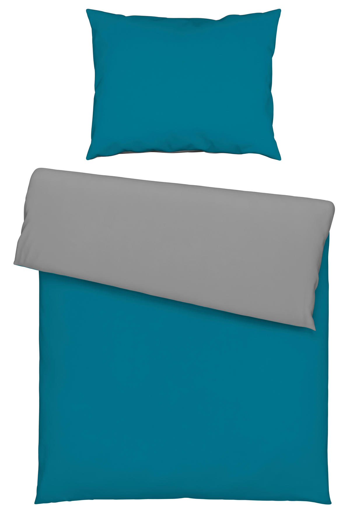 WENDEBETTWÄSCHE Uni Satin Satin 140/200 cm  - Blau/Grau, Basics, Textil (140/200cm) - Novel