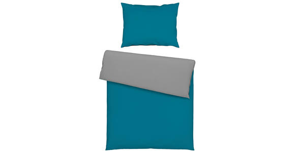 WENDEBETTWÄSCHE Uni Satin Satin 140/200 cm  - Blau/Grau, Basics, Textil (140/200cm) - Novel