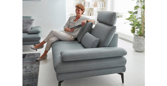 2,5-SITZER in Echtleder Grau  - Schwarz/Grau, Design, Leder/Metall (196/86/104cm) - Dieter Knoll