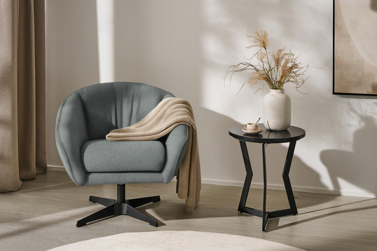 SESSEL in Chenille Hellgrau  - Hellgrau/Schwarz, Design, Textil/Metall (80/78/80cm) - Stylife