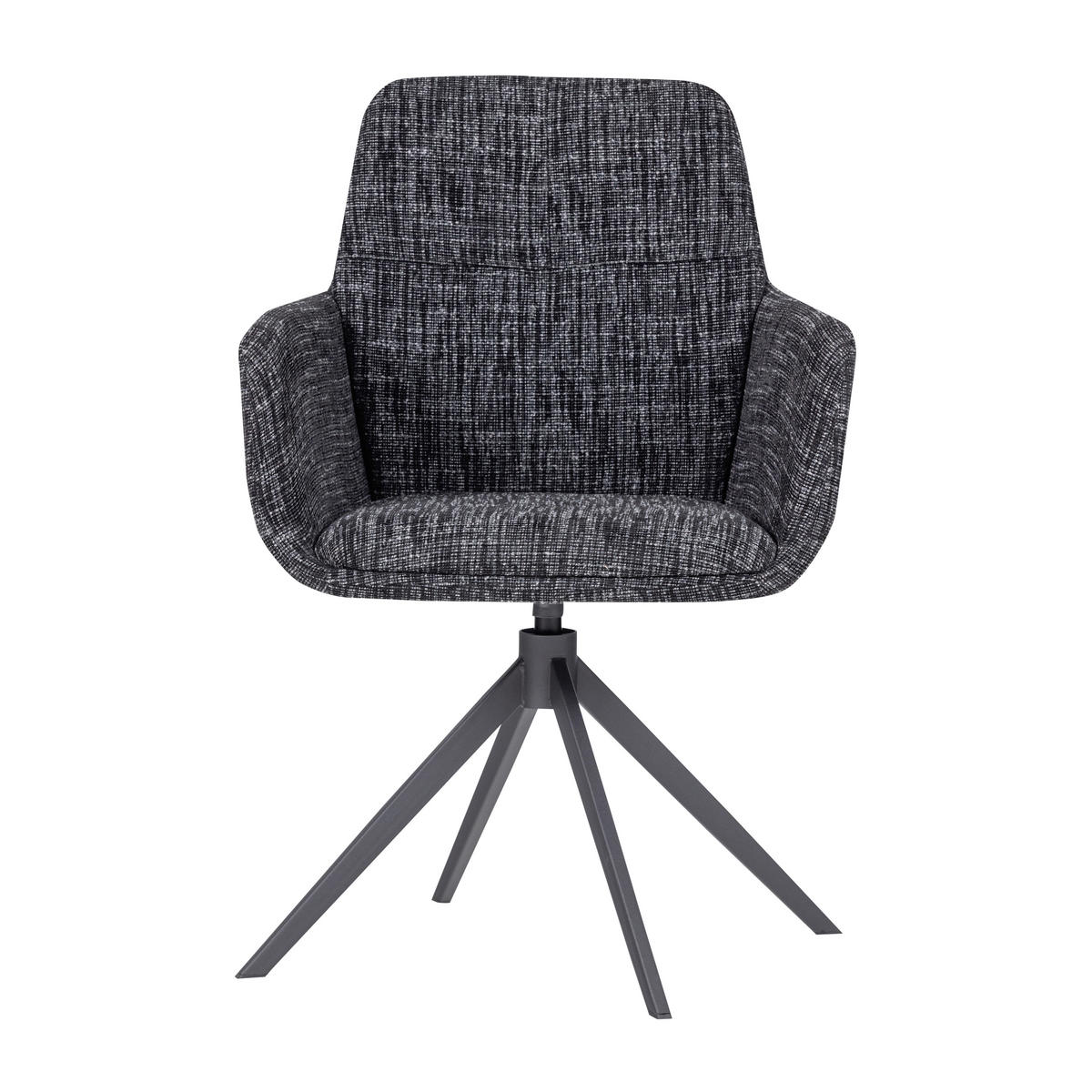 ARMLEHNSTUHL  Sitzfläche 360° drehbar Webstoff  Schwarz  - Schwarz, MODERN, Textil/Metall (61/88/63cm) - Livetastic