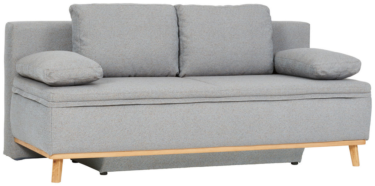 ROZKLÁDACÍ POHOVKA, textil, modrá, hnědá - modrá/přírodní barvy, Konvenční, dřevo/textil (203/95/96cm) - Venda
