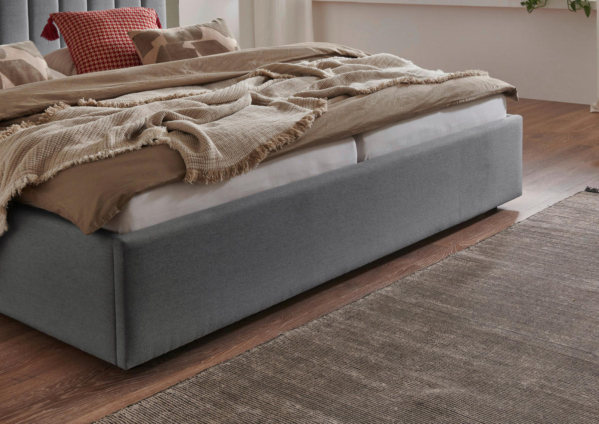 POLSTERBETT 180/200 cm  in Anthrazit  - Anthrazit/Schwarz, Design, Holz/Textil (180/200cm) - Boxxx