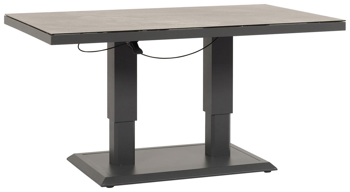 LOUNGE MIZA  - temno siva, Design, kovina/steklo (140/85/51-71cm) - Ambia Garden