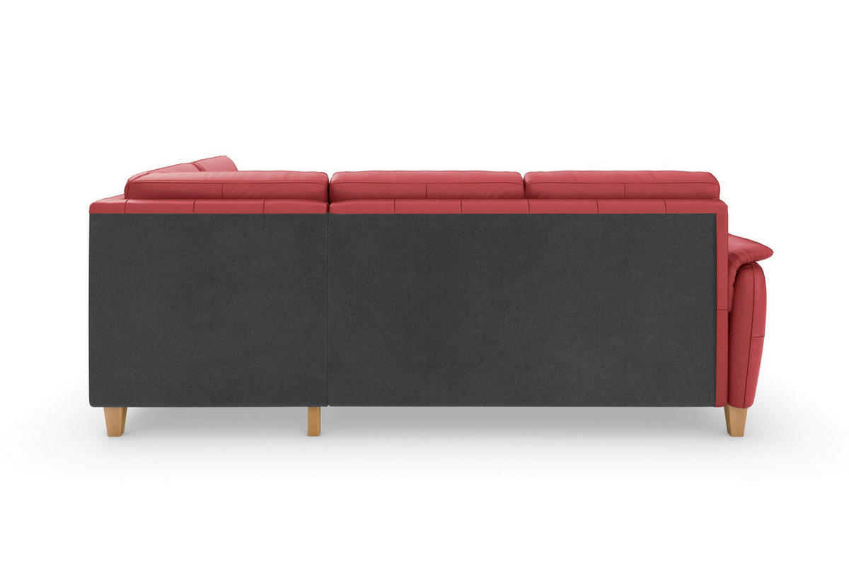 ECKSOFA PALMERA E in Echtleder Rot  236/212 cm  - Eichefarben/Rot, Basics, Leder/Holz (236/212cm) - Sit & More