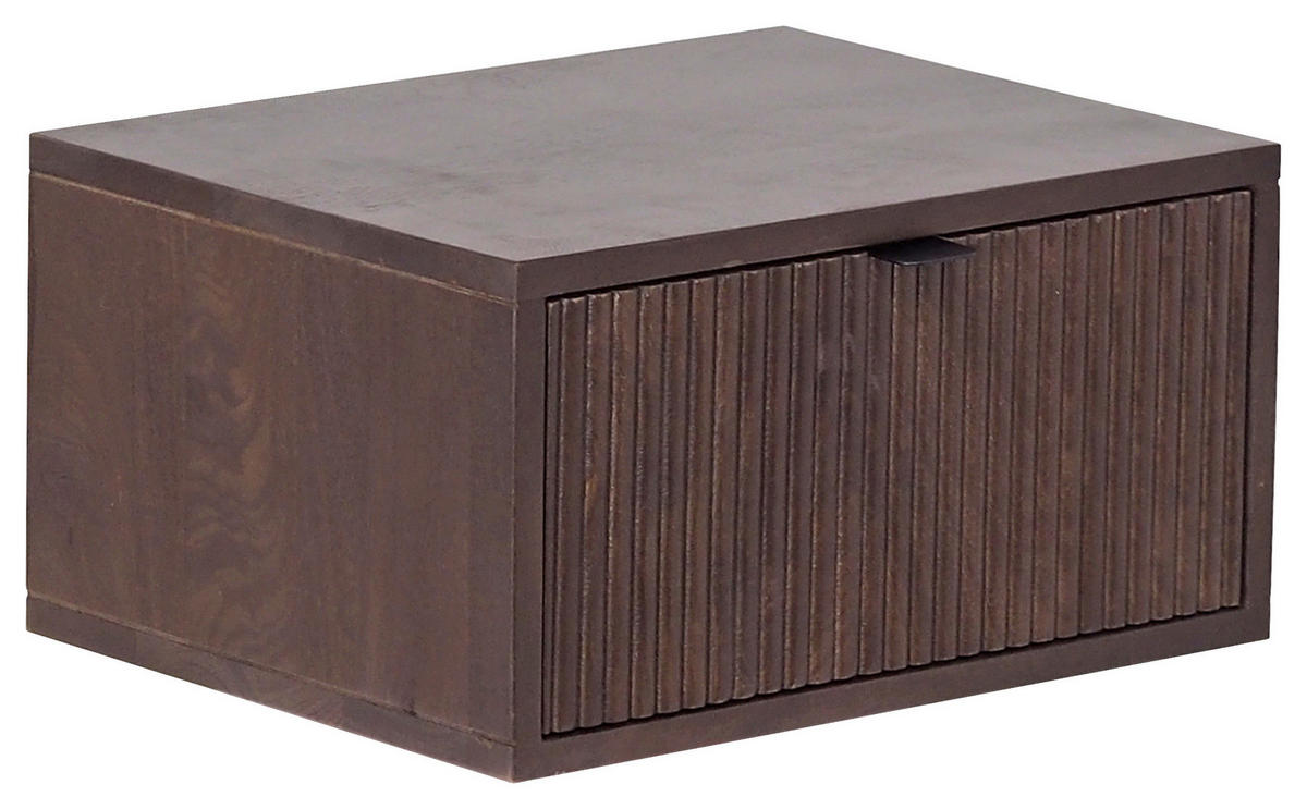 NOČNA OMARICA, trd les mangov les barva oreha  - barva oreha/črna, Moderno, kovina/les (40/20/30cm) - MID.YOU