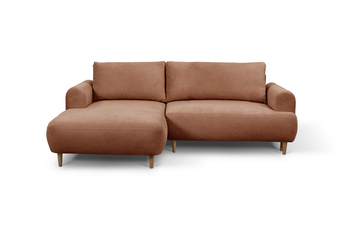 ECKSOFA Struktur Kupferfarben  - Naturfarben/Kupferfarben, Design, Holz/Textil (150/230cm) - MID.YOU