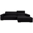 ECKSOFA DUA in Echtleder Schwarz  293/170 cm  - Chromfarben/Schwarz, Design, Leder/Metall (293/170cm) - Novel