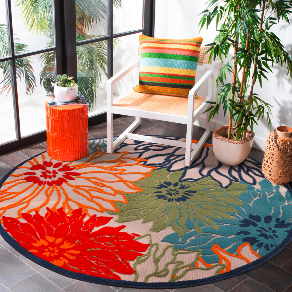 TEPIH ZA UNUTAR./VANJ. UPORAB  200 cm  crvena  Floral  - crvena, Lifestyle, tekstil/plastika (200cm)