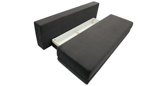 SCHLAFSOFA Cord Graphitfarben Rückenkissen, Armlehnenkissen, Bettkasten, Schlaffunktion, Rücken echt, Liegefläche im Originalstoff  - Schwarz/Graphitfarben, KONVENTIONELL, Holz/Textil (196/96/103cm) - Carryhome