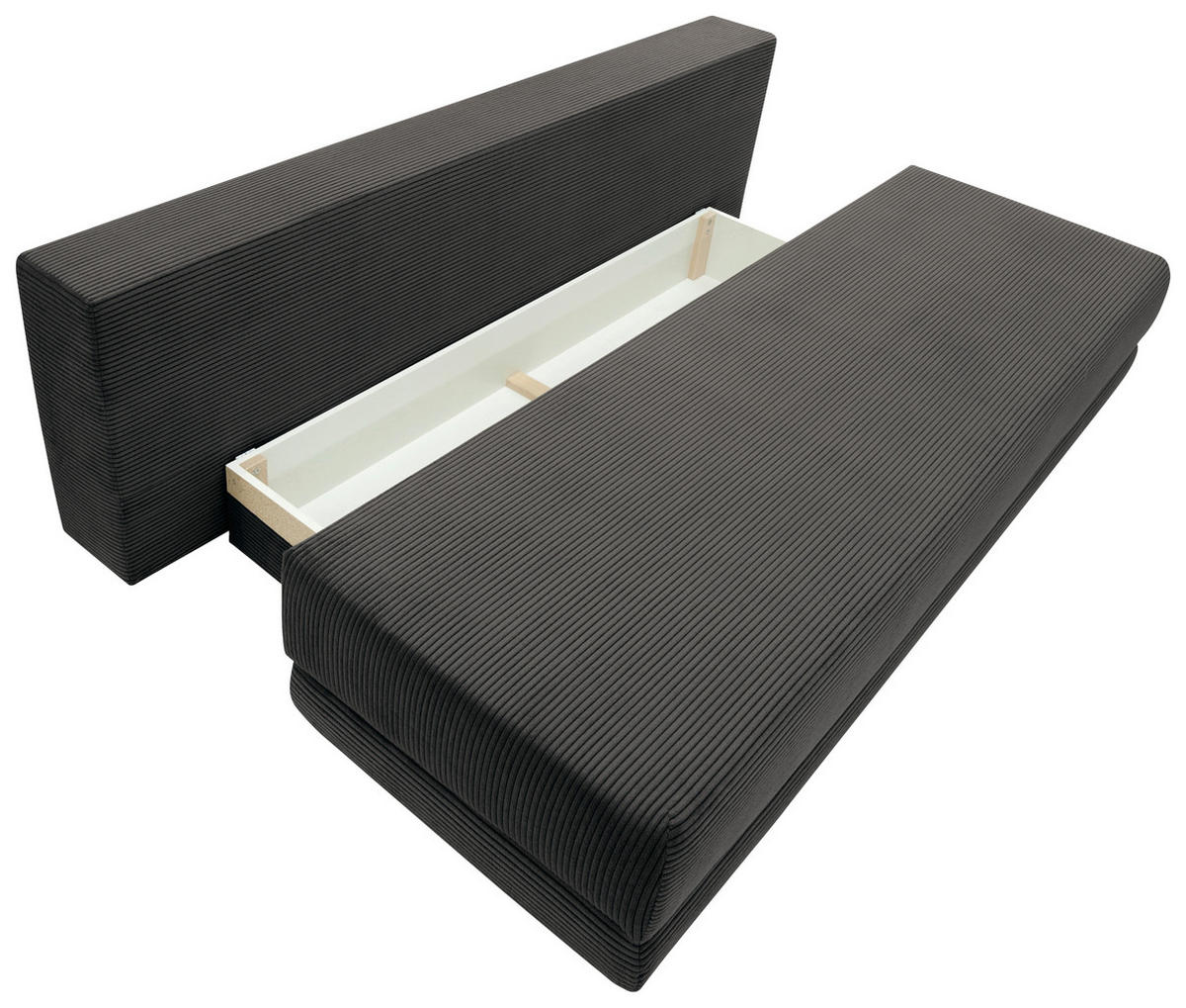 SCHLAFSOFA  mit Liegefunktion, Schlafen auf Sitzhöhe, Rücken echt Cord Graphitfarben  - Schwarz/Graphitfarben, KONVENTIONELL, Holz/Textil (196/96/103cm) - Carryhome