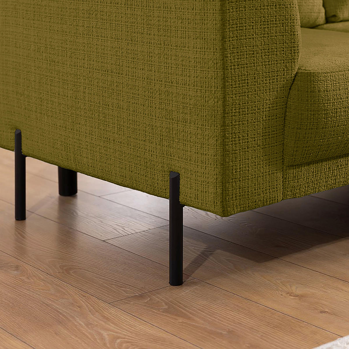 ECKSOFA Mauris Grün Chenille Rückenkissen  - Schwarz/Grün, Design, Kunststoff/Textil (233/200cm) - Livetastic