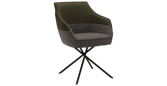 ARMLEHNSTUHL in Flachgewebe Echtleder naturbelassen - Beige/Hellgrau, Design, Leder/Textil (62/85/67cm) - Ambiente