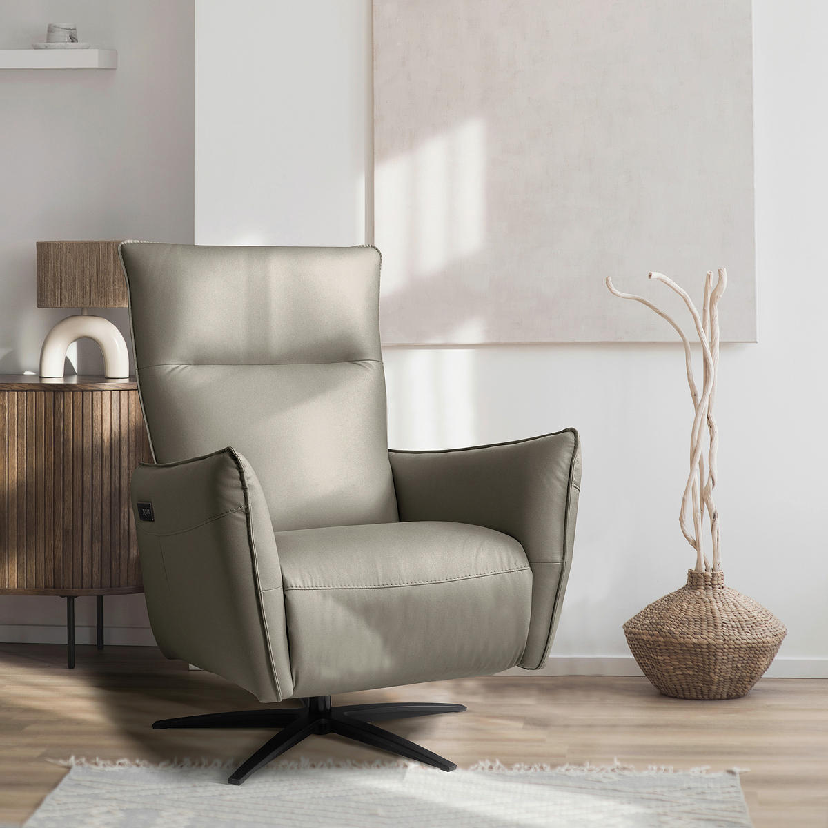 RELAXSESSEL in Textil Hellgrau  - Hellgrau/Schwarz, Design, Textil/Metall (77/107/88cm) - Livetastic