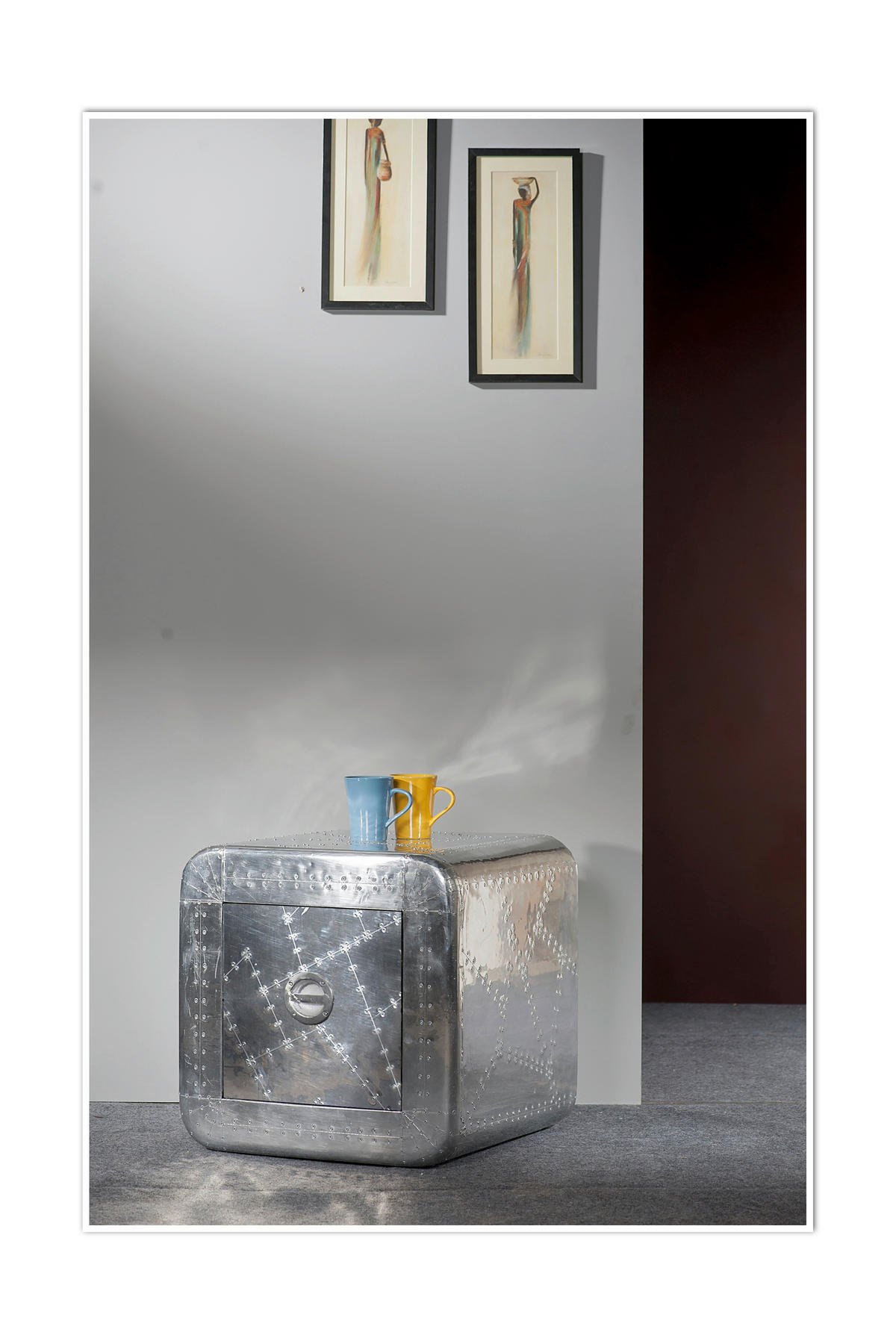 NACHTKÄSTCHEN 50/50/50 cm  in massiv Mangoholz Silberfarben  - Silberfarben, Basics, Holz/Holzwerkstoff (50/50/50cm) - Livetastic