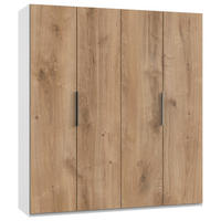 DREHTÜRENSCHRANK 200/216/58 cm,  in Weiß, Eichefarben, 4 Tür(en)  - Chromfarben/Eichefarben, MODERN, Holzwerkstoff (200/216/58cm) - MID.YOU