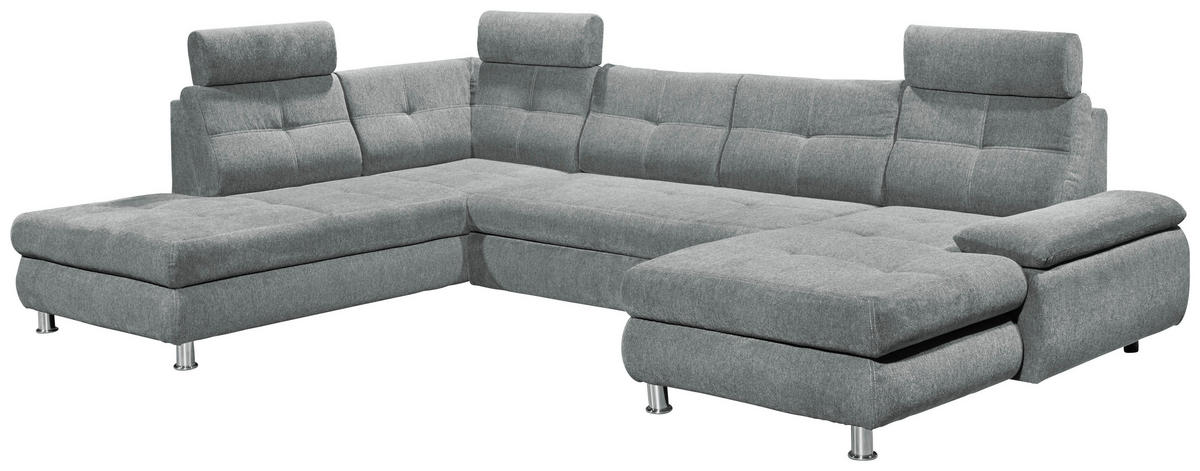 WOHNLANDSCHAFT Hellgrau Webstoff  - Hellgrau, MODERN, Kunststoff/Textil (233/349/177cm) - MID.YOU