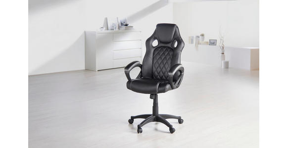 GAMINGSTUHL Schwarz Kunststoff, Textil - Schwarz/Weiß, Basics, Kunststoff/Textil (63/113-122/70cm) - Xora