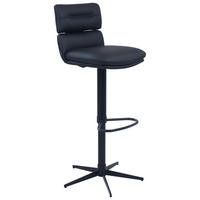 BARHOCKER Echtleder Schwarz Eisen Lederauswahl, Stoffauswahl, Wippfunktion, Sitzfläche 360° drehbar  - Schwarz, Design, Leder/Metall (42/99-117/50cm) - Dieter Knoll
