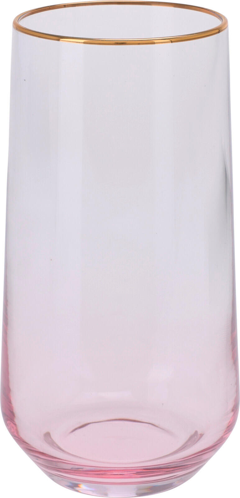 POHÁR NA PITIE - ružová, Basics, sklo (470ml)
