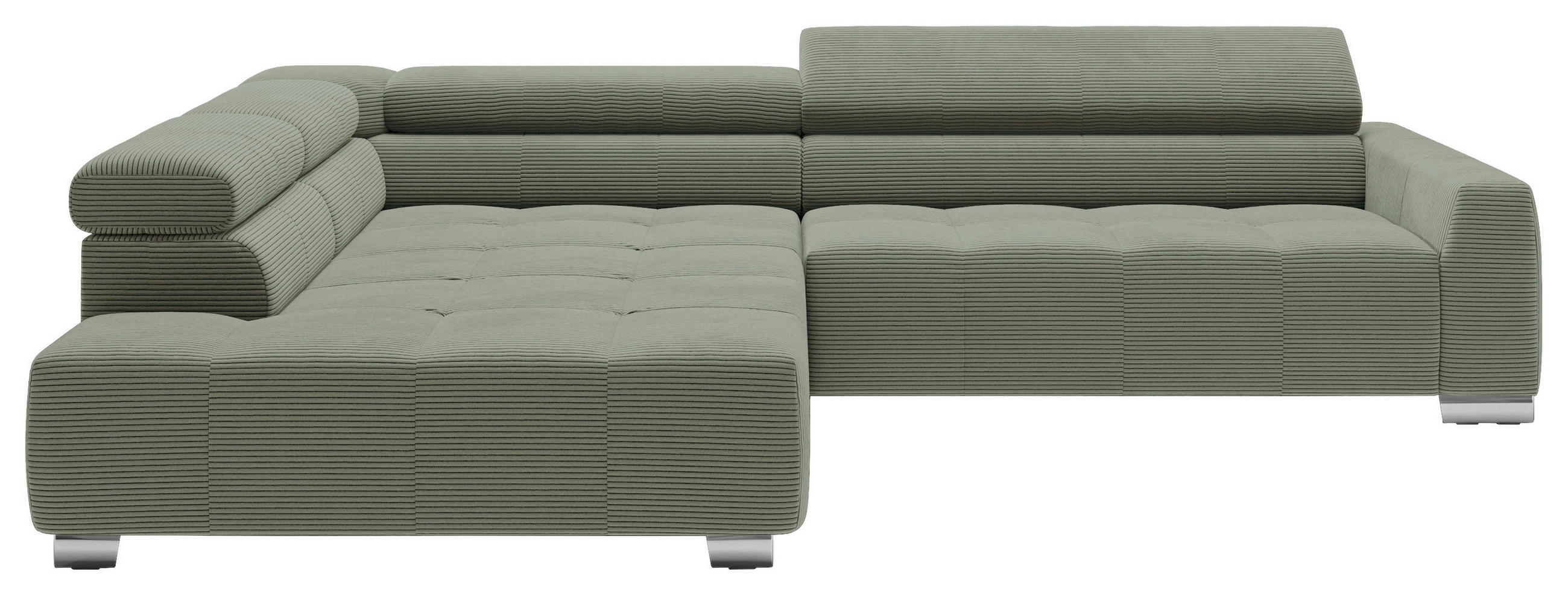 ECKSOFA Dunkelgrün Cord  - Chromfarben/Dunkelgrün, KONVENTIONELL, Textil/Metall (219/311cm) - Hom`in
