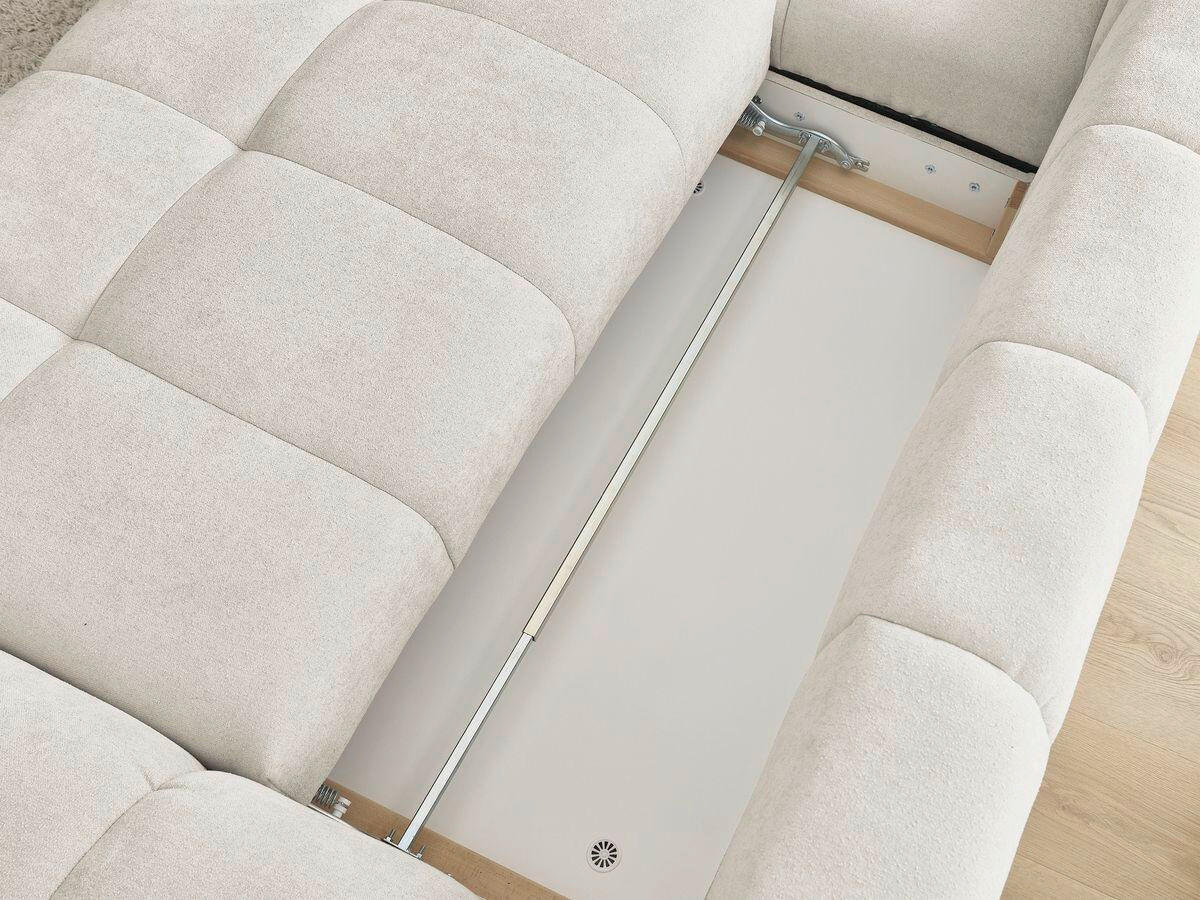 ECKSCHLAFSOFA EVEREST  mit Rücken echt, Armteil links, Armteil rechts Struktur Beige  - Beige/Schwarz, MODERN, Kunststoff/Textil (318/180cm) - Livetastic