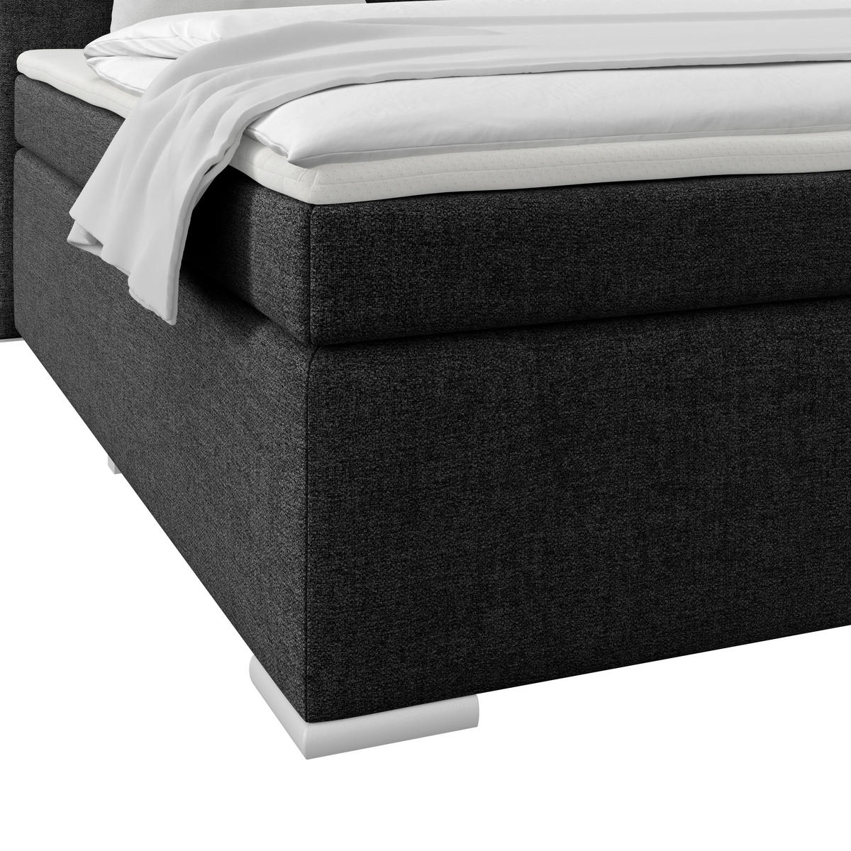 BOXSPRINGBETT 180/200 cm  in Schwarz  - Alufarben/Schwarz, Basics, Kunststoff/Textil (180/200cm) - Boxxx