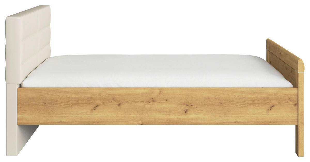 BETT 90/200 cm  in Eichefarben, Champagner  - Champagner/Eichefarben, Design, Textil (90/200cm) - Novel