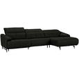 ECKSOFA in Echtleder Schwarz  313/165 cm  - Schwarz, Design, Leder/Metall (313/165cm) - Emilio Belluti