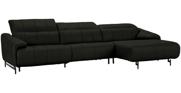 ECKSOFA in Echtleder Schwarz 313/165 cm - Schwarz, Design, Leder/Metall (313/165cm) - Emilio Belluti