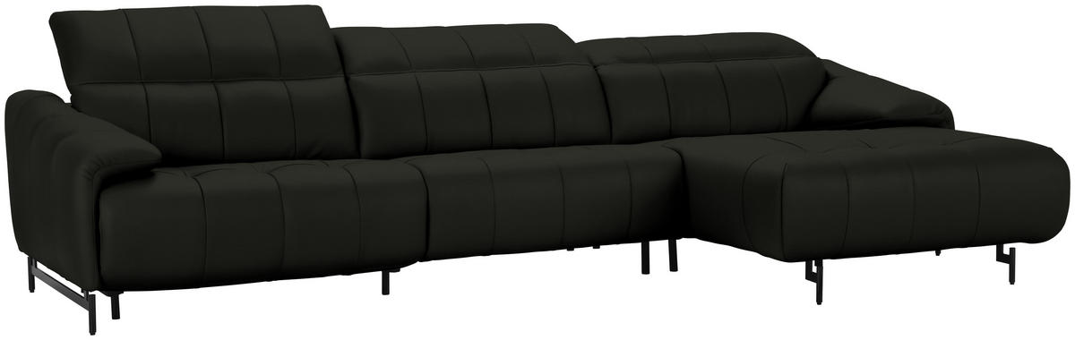 ECKSOFA in Echtleder Schwarz  - Schwarz, Design, Leder/Metall (313/165cm) - Emilio Belluti