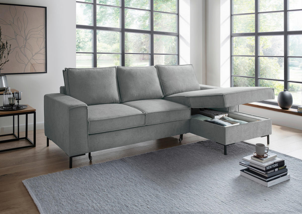 KUTNA GARNITURA tekstil  antracit   - crna/antracit, Moderno, tekstil/metal (240/150cm) - Livetastic