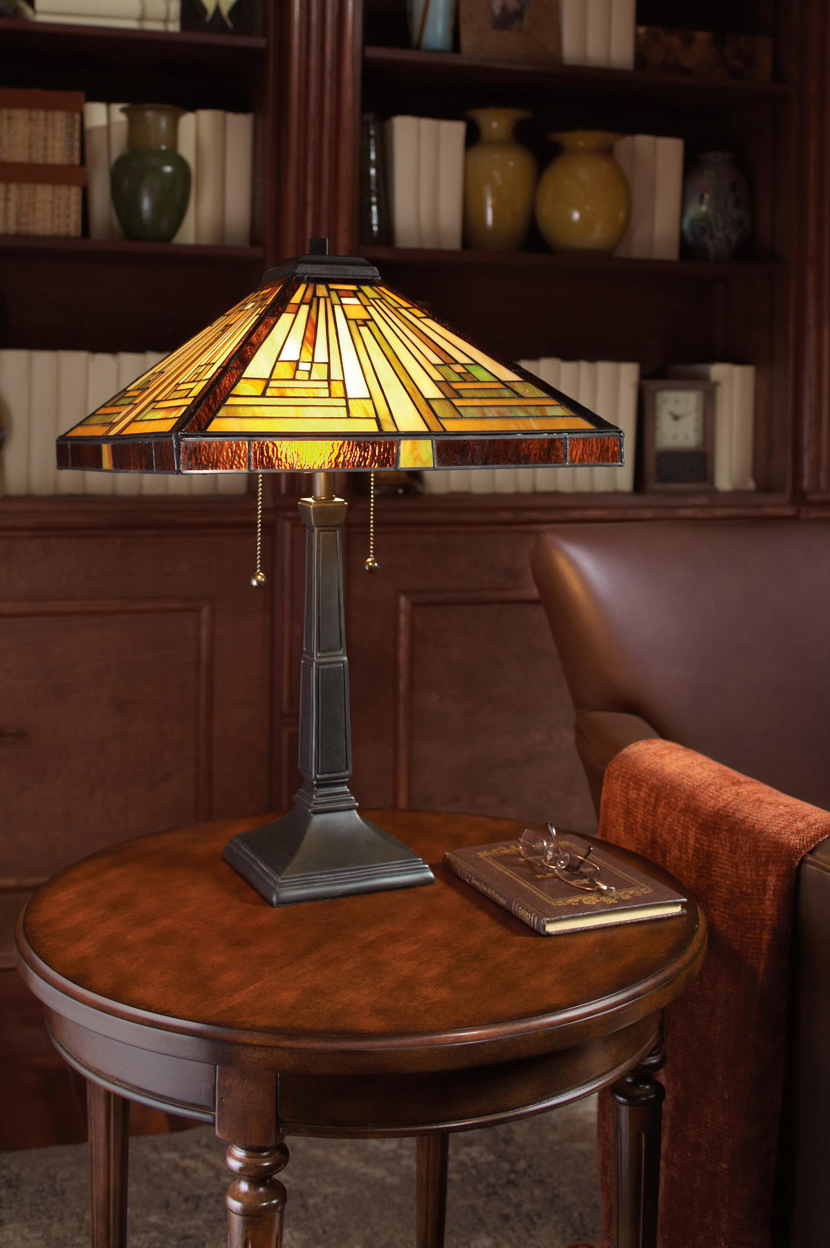 TISCHLEUCHTE Elstead Stephen 40.6/58.4/40.6 cm   - Bronzefarben, KONVENTIONELL, Glas/Metall (40.6/58.4/40.6cm)